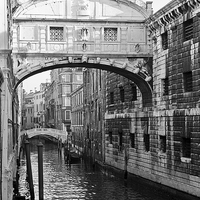 Buy canvas prints of Venice Bridge of Sighs B&W by John Hickey-Fry