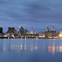 Buy canvas prints of  Liverpool Waterfront Reflections from Seacombe by John Hickey-Fry