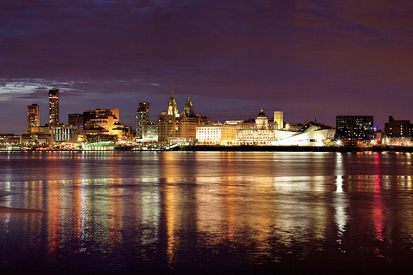  Liverpool Skyline Reflections from Woodside Picture Board by John Hickey-Fry