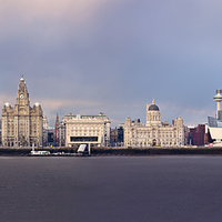 Buy canvas prints of Liverpool Waterfront Panorama by John Hickey-Fry