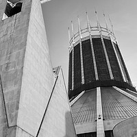 Buy canvas prints of LIVERPOOL CATHOLIC CATHEDRAL BLACK AND WHITE by John Hickey-Fry