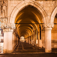 Buy canvas prints of VENICE COLONNADE NIGHT by John Hickey-Fry