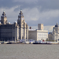 Buy canvas prints of  Liverpool waterfront and pier head by Lawson Jones