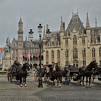 Buy canvas prints of Carriage rides in Bruges by Lawson Jones