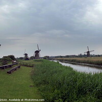 Buy canvas prints of Kinderdijk windmills in the Netherlands by Lawson Jones