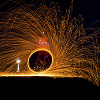 Buy canvas prints of Wire Wool Spinning At Heard Groyne, South Shields by andrew blakey