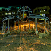 Buy canvas prints of Wire wool Spinning on Newcastle Quayside by andrew blakey