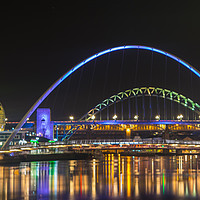 Buy canvas prints of The Enchanting Nighttime Beauty of Tyne Bridges an by andrew blakey