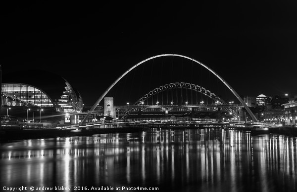 Nighttime Magic of Tyne Bridges Picture Board by andrew blakey