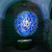 Buy canvas prints of Blue and white light Orb by andrew blakey