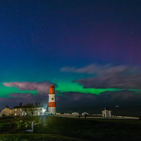 Buy canvas prints of Northern lights over Souter Lighthouse by andrew blakey