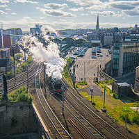 Buy canvas prints of The Mighty Flying Scotsman on Its Journey to Edinb by andrew blakey