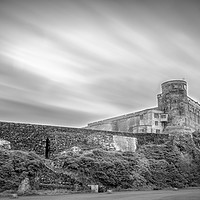 Buy canvas prints of Bamburgh Castle mono by andrew blakey