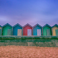 Buy canvas prints of Vibrant Blyth Beach Huts by andrew blakey