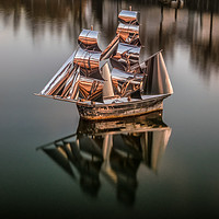 Buy canvas prints of Silver Ship at sunset by andrew blakey