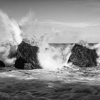 Buy canvas prints of Breaking water mono by andrew blakey