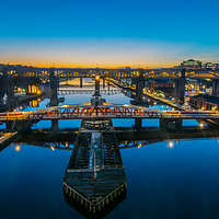 Buy canvas prints of A Breathtaking Twilight View of Tyne Bridges by andrew blakey