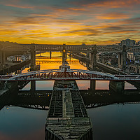 Buy canvas prints of The Majestic Bridges of Newcastle by andrew blakey