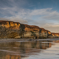 Buy canvas prints of Golden Reflections at Marsden Bay by andrew blakey