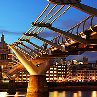 Buy canvas prints of Millenium Bridge and St. Pauls at sunset, London;  by Paul Phillips