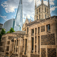 Buy canvas prints of Southwark Cathedral and The Shard by Richard Downs