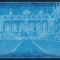Buy canvas prints of Oriel College Blueprint by Richard Downs
