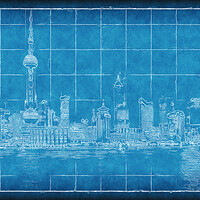 Buy canvas prints of Shanghai Blueprint by Richard Downs