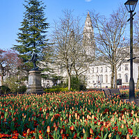 Buy canvas prints of City Hall, Cardiff at Springtime by Richard Downs