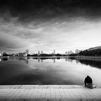 Buy canvas prints of The Thinker and the Lake by John Williams