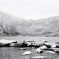 Buy canvas prints of Welsh Misty Mountains Snowdonia Wales by John Williams