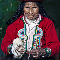 Buy canvas prints of Peruvian woman weaving by Kobby Dagan