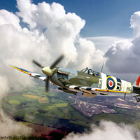Buy canvas prints of Spitfire breaks through the clouds by David Stanforth