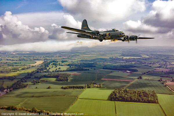 B17 Bomber Limping home  Picture Board by David Stanforth
