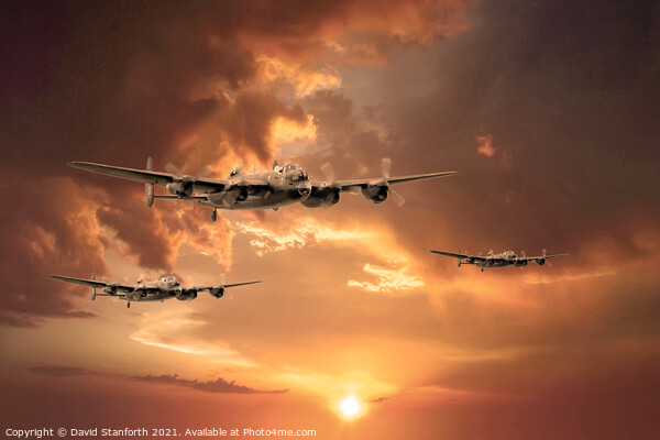 Lancasters start another Mission Picture Board by David Stanforth