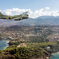 Buy canvas prints of Memphis Belle over Greek Island by David Stanforth