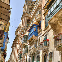 Buy canvas prints of Balconies in Valletta by David Stanforth