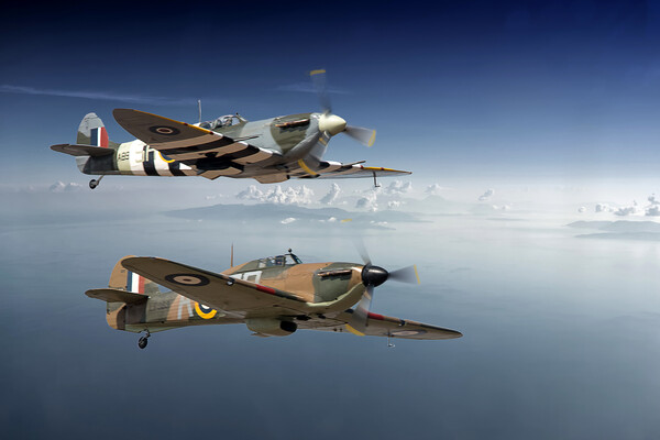 Spitfire and hurricane - Brothers in Arms Picture Board by David Stanforth