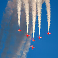 Buy canvas prints of Red Arrows - Six man Swan formation  by David Stanforth