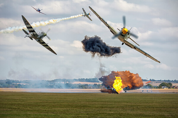Daylight attack on RAF Duxford Picture Board by David Stanforth