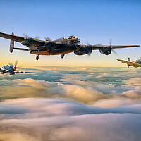 Buy canvas prints of Lancaster and two wingmen by David Stanforth