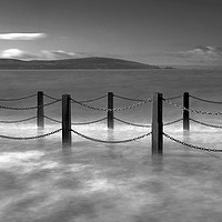 Buy canvas prints of Waves and safety fence on the causeway by Pete Watson