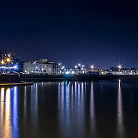 Buy canvas prints of Night Time Reflections at Marine Lake, Weston-supe by Pete Watson