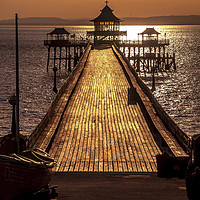 Buy canvas prints of Clevedon Pier at Sunset by Pete Watson