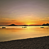 Buy canvas prints of Mar Menor Salty lagoon at sunset by Darren Willmin