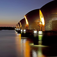 Buy canvas prints of Thames Barrier As The Sun Sets by Darren Willmin
