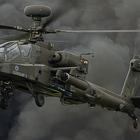 Buy canvas prints of Gunship Two Apache through the smoke by Darren Willmin