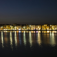 Buy canvas prints of Cambrils Marina & Harbour at Night by Darren Willmin