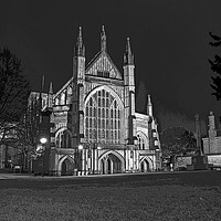 Buy canvas prints of Winchester Cathedral at night by Darren Willmin