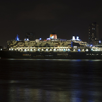 Buy canvas prints of Queen Mary 2 at Night by Paul Warburton