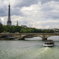 Buy canvas prints of Eiffel Tower and the River Seine by Paul Warburton